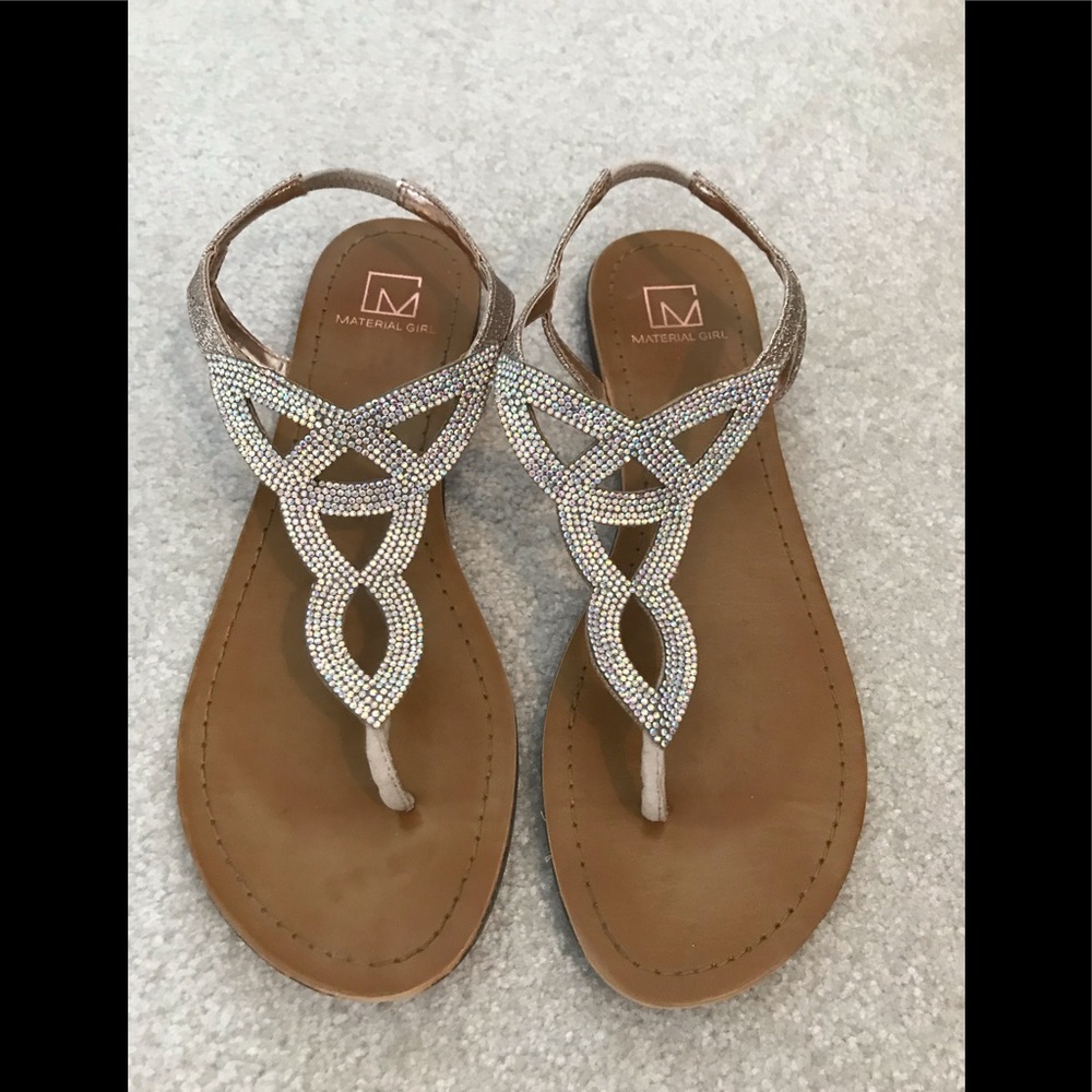 Material girl sandals with gold iridescent stones